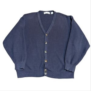 Cypress Links Cardigan Sweater Large Button-Front Blue Cotton Golf Wear